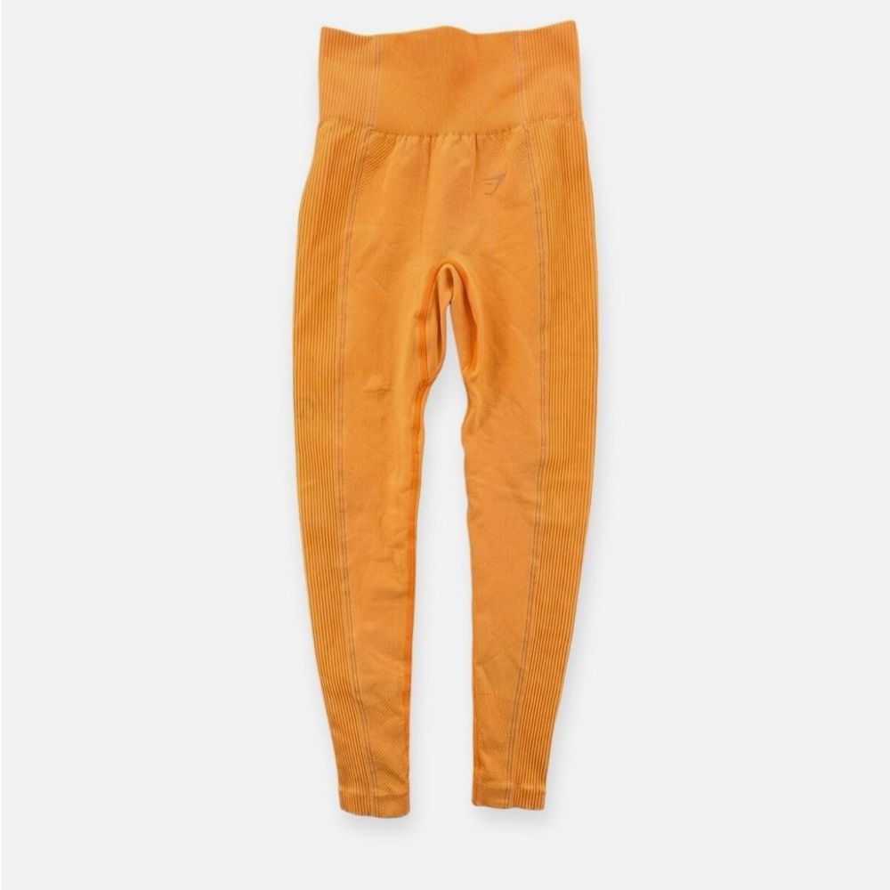 🦈GYMSHARK Neon Orange Ribbed Leggings